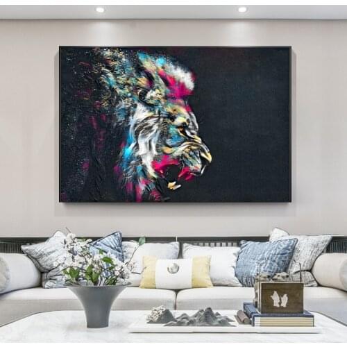 Watercolor Lion Canvas Art Paintings Modern Animals Wall Posters and Prints Lion Art Pictures for Living Room Cuadros Decoration