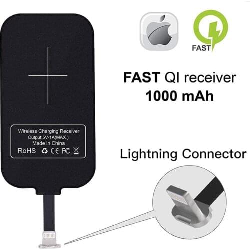 1000mAh i Phone Wireless Charging Receiver Magic Tag Qi Wireless Charger Receiver for Apple 7/6/6S/Plus,Android/ Type C phone