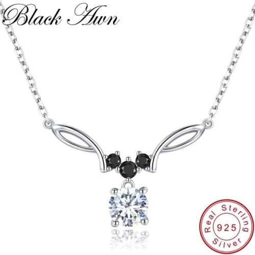 [BLACK AWN] Trendy 925 Sterling Silver Necklace for Women Wing Necklaces Pendants Girls Sterling Silver Jewelry K025