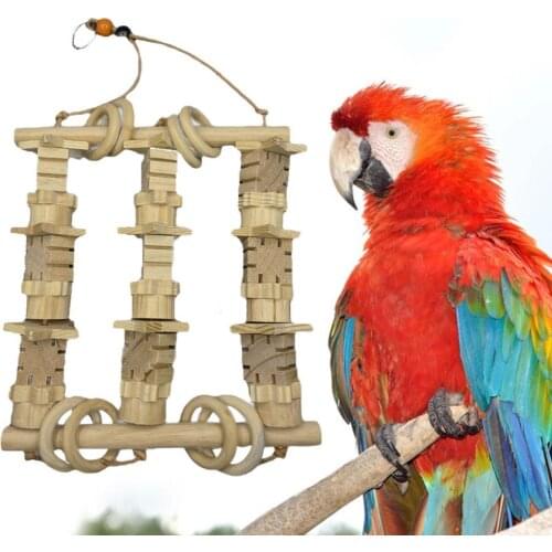 Large bird toy pendant Parrot Cage Toy Geometry Block Wide Applicability Log Color Hanging Pet Parrot Bite Toy Bird Supplies