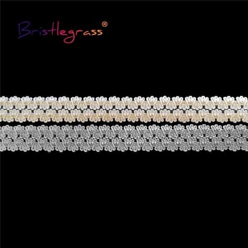 BRISTLEGRASS Combo 4 Yard 5/8" 15mm Glitter Crown Picot Lace Trim Elastics Spandex Bands Shoulder Tape Bra Strap Lingerie Sewing