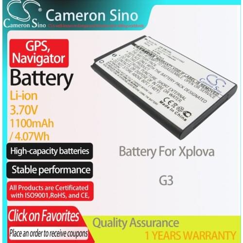 CameronSino Battery for Xplova G3 GPS, Navigator battery 1100mAh/4.07Wh 3.70V Li-ion Black