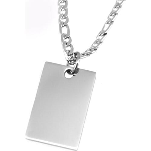 100% Stainless Steel Rectangular Blank Dog Tag For Men Women Metal Soldier ID Figaro Chain Collar Militar Wholesale 10pcs