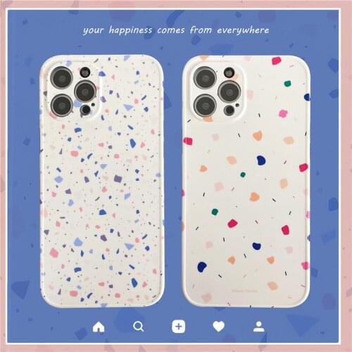 Color Geometric Fresh Pattern Mobile Phone Case IMD Dustproof Back Cover for IPhone 11 12 Pro Max 8 7 Plus Xr XsMax X Xs SE 2020