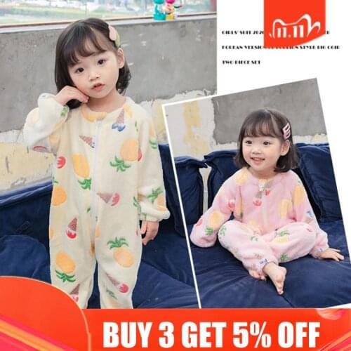 Children Baby One-Piece Pajamas Single-Layer Flannel Winter Clothing Boys And Girls Home Wear Anti-Kick Baby Sleeping Bag 2020