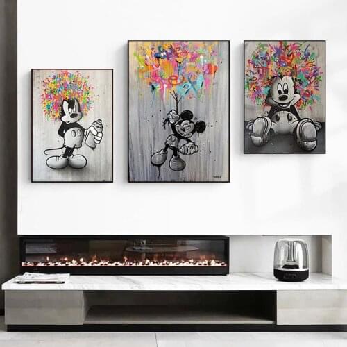 Disney Cartoon 5D Diy Diamond Painting Colorful Mickey Mouse Graffiti Art Full Diamond Embroidery Set Home Decoration Kid Gift