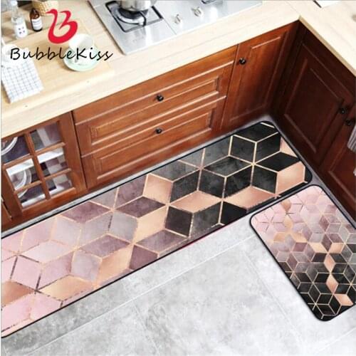 Pink Black Abstract Diamond Lattice Long Blanket Kitchen Mat Entry Mat Anti-Slip Mat Bedroom Bedside Blanket Carpet Bedroom Rugs