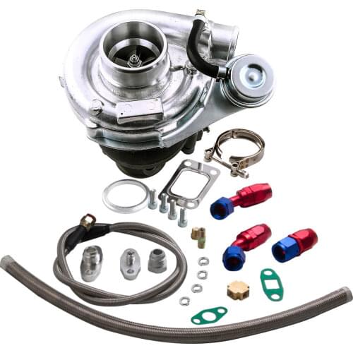 For Hybrid T3 T4 T3T4 TO4E V-band Turbo 0.63 AR Oil Drain Return FEED Line Kit for 2.0-3.5L A/R 0.50 0 .63 Engine Balanced