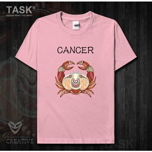 Twelve constellations mens t-shirt Cancer print Short sleeve clothes cotton summer Fashion sweatshirt Streetwear casual tops