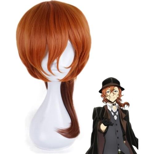 Anime Bungo Stray Dogs Chuya Nakahara Chuuya Wig Cosplay Costume Heat Resistant Synthetic Hair Party Wigs + Wig Cap