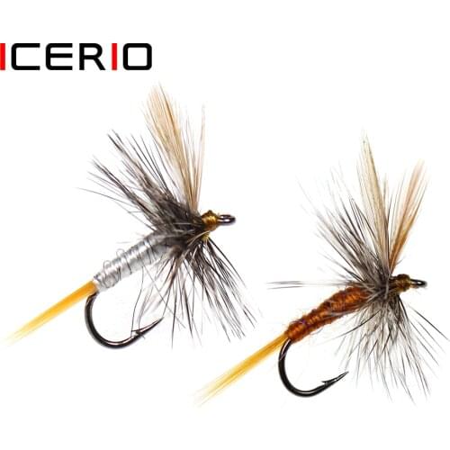 ICERIO 6PCS Adams Dry Fly Adult Mayfly Flying Caddis or Midge Trout Fishing Fly Lure Baits
