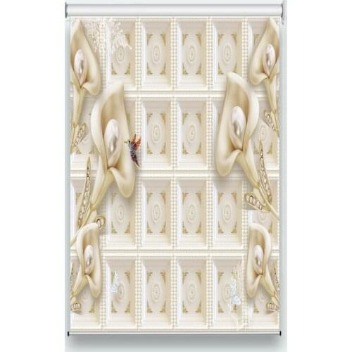 Customize 2019 3D roller blinds Jewelry flower window blackout roller blinds for kids rooms Bedroom living room