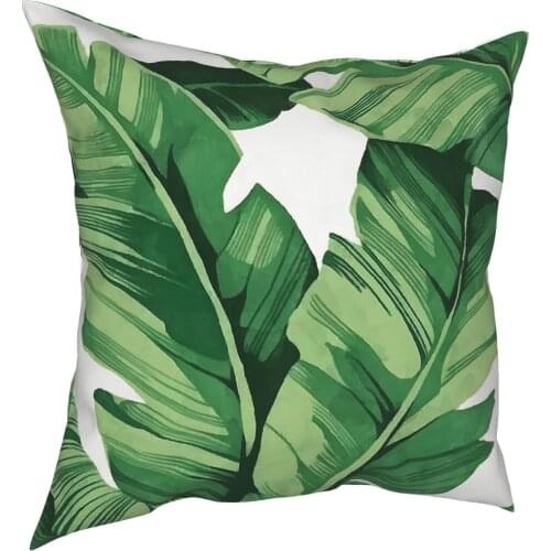 Tropical Banana Leaves Pillow Cover Home Decor Palm Leaf Green Cushions Throw Pillow for Sofa Polyester Double-sided Printing