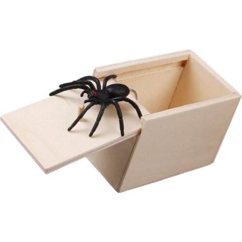 New Wooden Prank Spider Scare Box Hidden In Case Trick Play Joke Horror Toys Spider Gifts Party Supplies