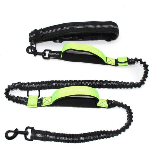 New Padded Polyster Hands Free Running Dog Leash With Adjustable Waist Belt Reflective Stitching For Running Walking Hiking