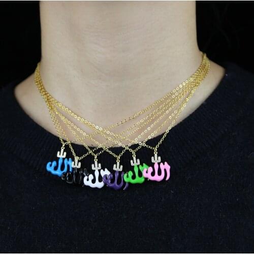 Religious Allah pendant necklace Gold color 2021 new trendy colorful women jewelry