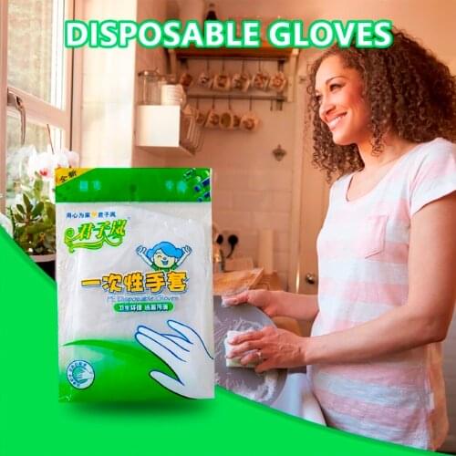 Disposable Gloves 100PCS PE Food Grade Plastic Thick Gloves For Home Restaurant Kitchen Sanitary Gloves Kitchen Accessories Z61