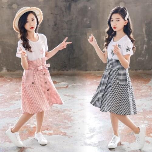 Dress For Girls Plaid Pattern Girls Summer Dresses 4 5 6 7 8 9 10 11 12 Years Kids Dress Casual Girls Clothes Princess Dress
