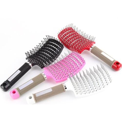Hair Scalp Massage Comb Girls Hairbrush Bristle Nylon Women Wet Curly Detangle Hair Brush for Salon Hairdressing Styling Tools