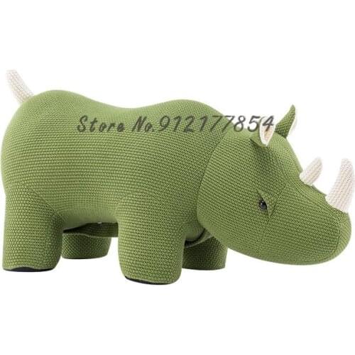 Light Luxury Style Knitted Rhinoceros Stool Net Red Designer Elephant Sofa Stool Shoe Replacement Stool Low Stool