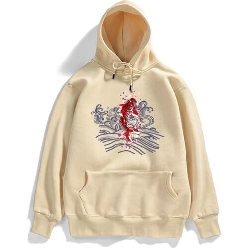 Hoodies Japanese Koi Men Clothes Auspicious Fish Pattern Print Hoodie Mens Punk Street Sweatshirt Oversized Korean Man Pullovers