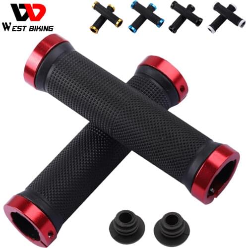 WEST BIKING Cycling Lockable Handle Grip Bicycle MTB Road Double Lock On Handlebar Antiskid Rubber Aluminum Alloy Bike Grips