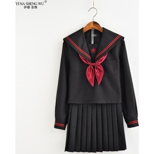 TR Japanese JK Sets Japanese School Uniform Girls Sakura Embroideried High School Women Novelty Sailor Suits Yankee Girl Uniform
