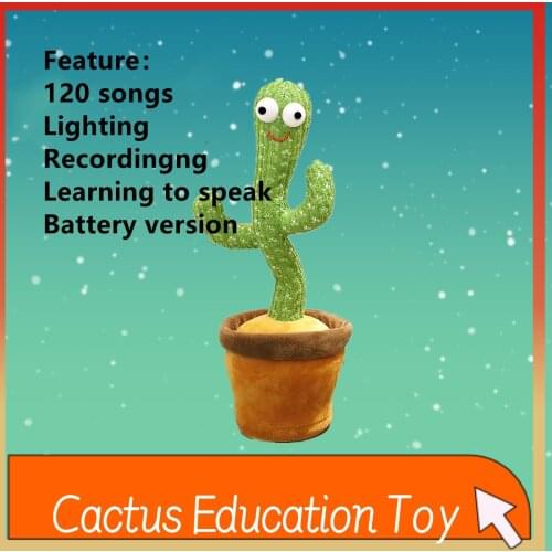 Funny Cactus Plush Toy Doll Speak Talk Sound Record Repeat Toy 120 Russian Spanish Vietnamese Arabic English Songs Education Toy