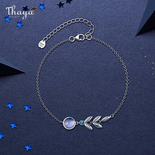 Thaya Real S925 Silver Light Purple Moonstone Charm Bracelet Thin Chain Silver Bracelets For Women Luxury Gift Fine Jewelry