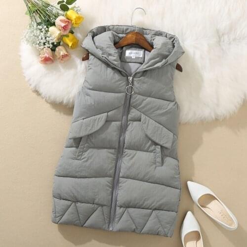My NewIn Women Vest Winter Jacket Hooded Thicken Warm Long Casual Cotton Padded Waistcoat Female Sleeveless Waistcoat