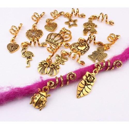 Gold Hair Braid Ring Clip Buckle Dreadlock Cuff Fashion Hair Decorative Mini Braid Hair Extension Ring Beads Accessories