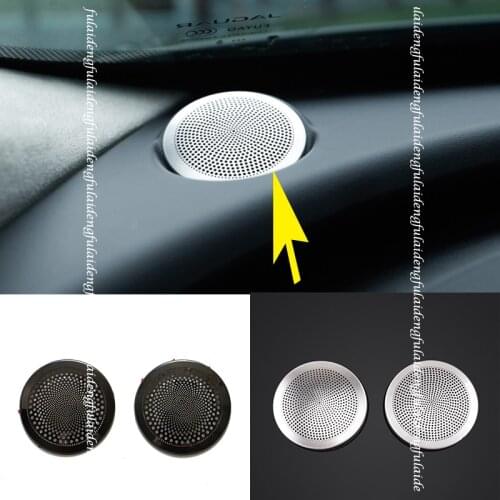 2pcs For Jaguar F-PACE 2016-2020 stainless steel Interior Instrument panel speaker trim cover decor ring car accessories