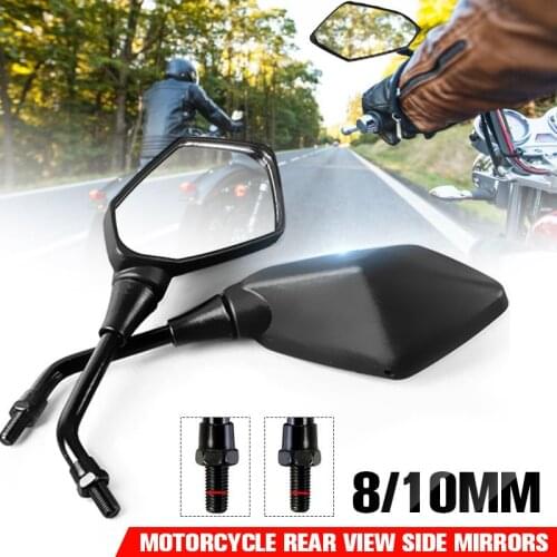 2Pcs/Pair Motorcycle Rearview Mirror Scooter E-Bike for/Kawasaki/Honda/Suzuki/Yamaha Universal Mirrors Back Side 8mm 10mm Bolts