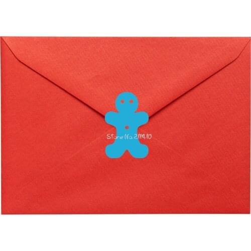 20pcs/40pcs/60pcs Christmas Stickers For Envelope Gingerbread man Sticker Wall Decal Window Decor Giftwrap,Card Making Gift A661