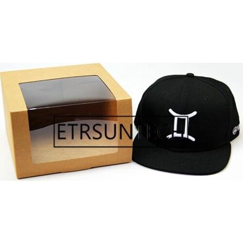 200pcs/lot 195*195*120mm Brown Red Black Transparent kraft paper box with Transparent window hat packing box clothes gift boxes