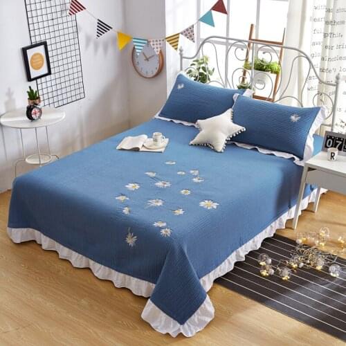 3 pieces luxury Embroidery Washed Cotton Bedspread 200cmx230cm , 230cmx250cm Bedspread Bedsheet Pillowcases