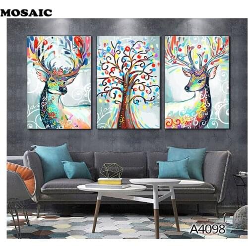 3pcs,Diamond Embroidery"deer "full square Diamond Painting Cross Stitch wall painting Pattern Nordic Decoration house crafts
