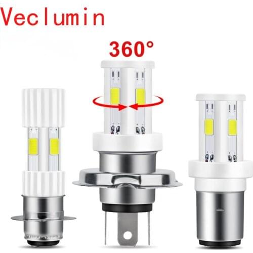 1200LM 3 Sides Ceramic BA20D LED H6 P15D HS1 H4 Led Motorcycle Headlight Bulbs COB Chips Motorbike Hi/Lo Far light Moto Headlamp