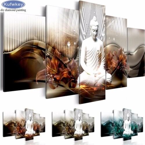 5 pcs Fashion Wall Art 5D diamond painting Lily Flower Buddha DIY diamond embroidery diamond mosaic cross-stitch Modern Home