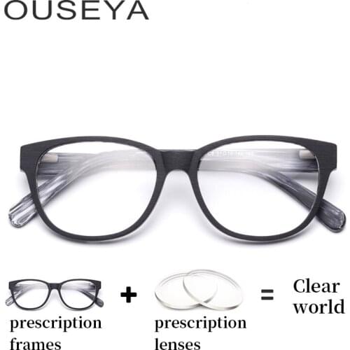 Acetate Men Blue Light Eyeglasses With Diopters Wood Grain Retro Vintage Transition Lens Optical Computer Glasses #M3211