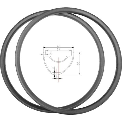 27.5er carbon mtb disc rims 40x30mm asymmetry hookless carbon mtb rims bike tubeless Mountain bike rim 470g ERD 541mm