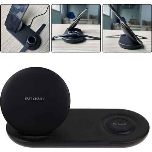 For Samsung Galaxy S9 S8 Gear S3 Watch Fast Qi Wireless Charger Pad & Holder for Apple iPhone 8 x xmax