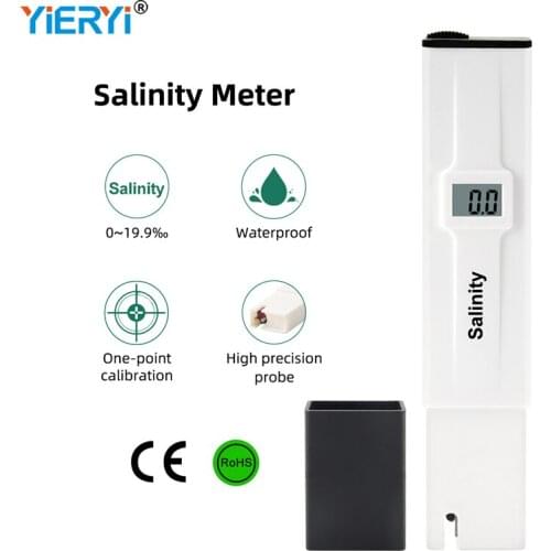 Digital Salinity Meter 0-19.9 Salt Content Monitor Waterproof High Precision Probe Salty Concentration Tester for Home Kitchen