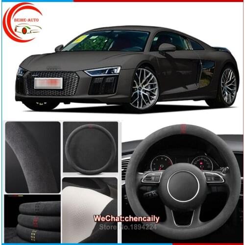For Audi R8 2010-2021 Black Alcantara Car Steering Wheel Cover Interior Protection Case All seasons anti-skid steering wheel