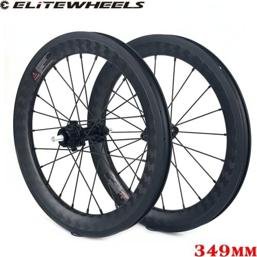 ELITEWHEELS 349mm 16 Inch Folding Bike Carbon Wheels Freebody 4 Speed BMX Bicycle RF10 Hub 38mm Depth 25mm Width Clincher Rims