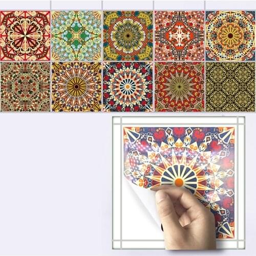 Funlife Self- Adhesive Wall Decal Arabic Pattern Waterproof DIY Bathroom Waterproof Kitchen Anti Oil Tiles Stickers TS015
