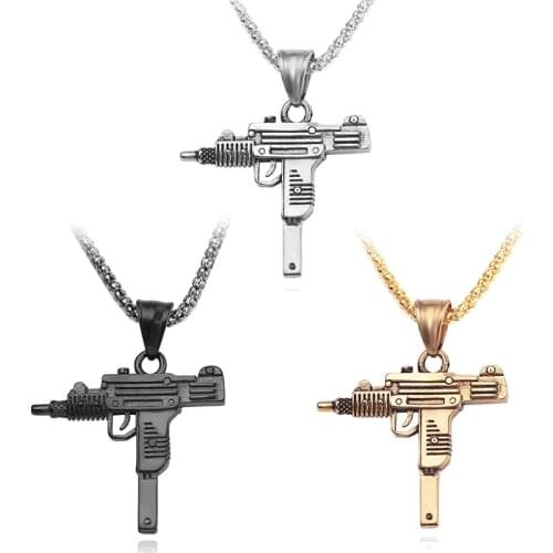 Hiphop Statement Gun Pendant Necklace Women Men Jewelry Creative Gothic Punk Vintage