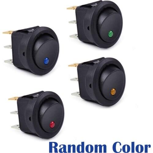 JX-LCLYL 4pcs 12V Waterproof ON/OFF Car Boat LED Light Round Dot Rocker Toggle Switch