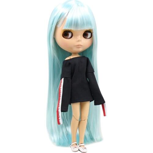 ICY DBS Blyth doll nude joint body 1/6 bjd light blue supple long straight hair for girl present DIY tan skin BL6909