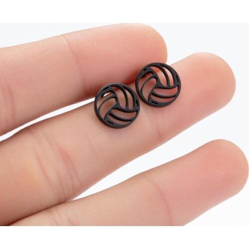 Fashion Ladies Volleyball Earrings Stainless Steel Geometric Basketball Earrings Street Fashion Jewelry Gifts WholesaleHalloween